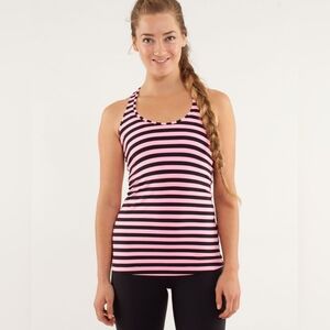 Lululemon Cool Racerback Tank(Sea Stripe Pink Shell)